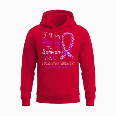 I Wear Purple for Someone Pancreatic Cancer Awareness Unisex Hoodie - Red