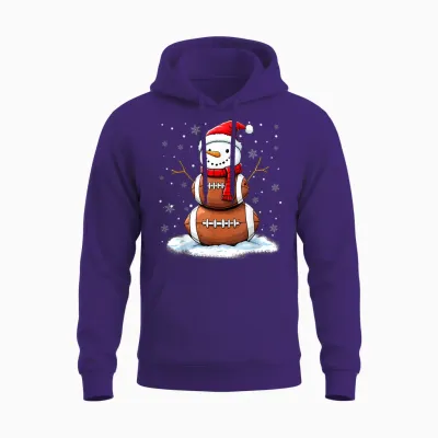 Christmas American Football Snowman Xmas Sport Men Boys Unisex Hoodie - Purple