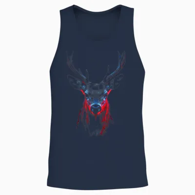 Animal Lover Deer, Abstract Pattern, Portrait, Art, Deer Unisex Tank Top - Navy