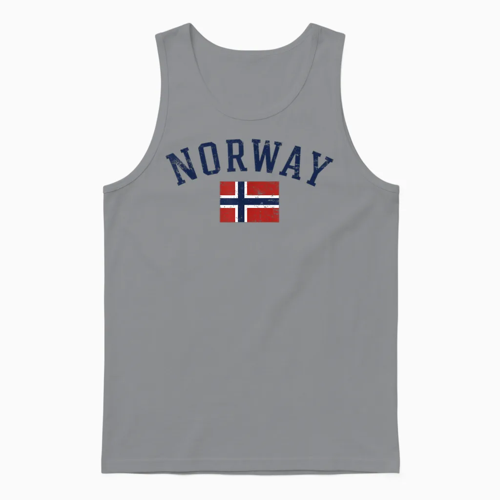 Norway Flag for Men Women Norwegian Scandinavian Pride Norge Unisex Tank Top in Sport Grey
