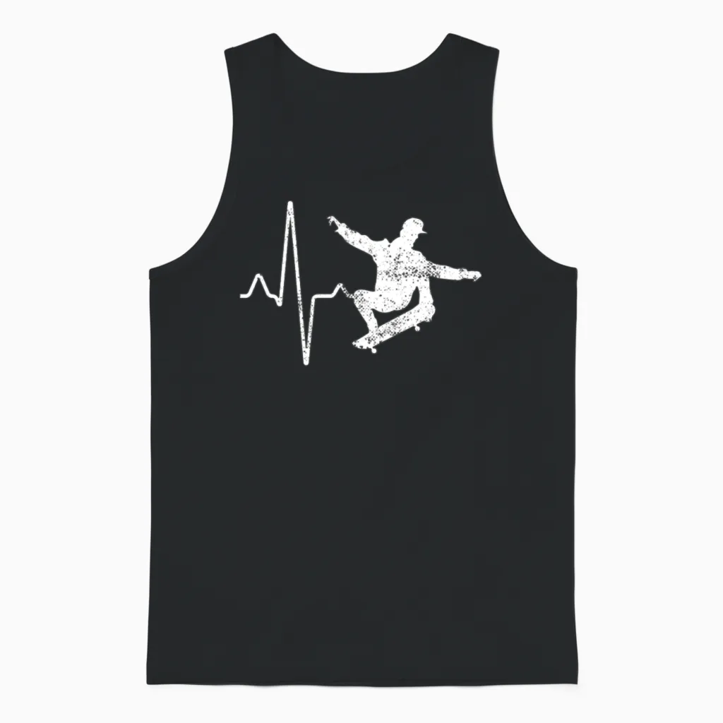 Skate Heartbeat Unisex Tank Top in Black