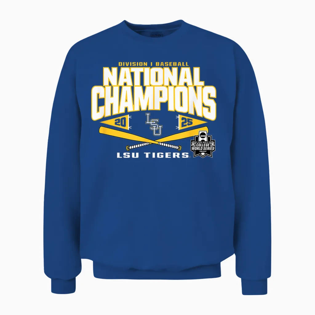 Lsu Tigers Baseball National Champs '25 College World Series Unisex Sweatshirt in Royal