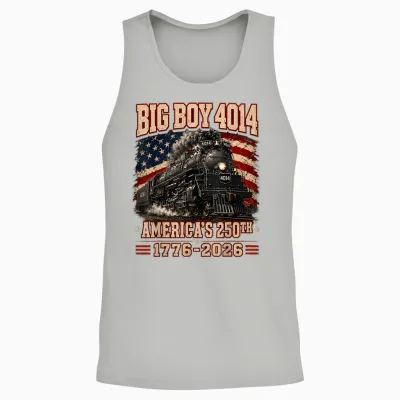 250 Years Big Boy 4014 Train Us Flag Vintage Apparel Unisex Tank Top - Ash
