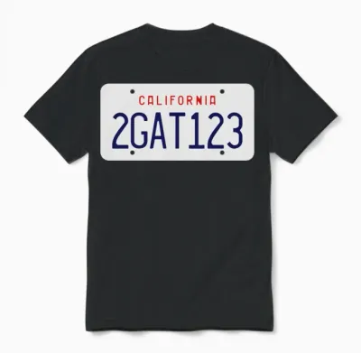 2gat123 License Plate Unisex T-Shirt - Black