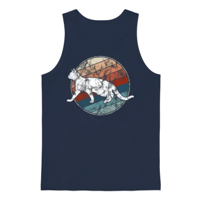 Cat in Retro Style Unisex Tank Top - Navy