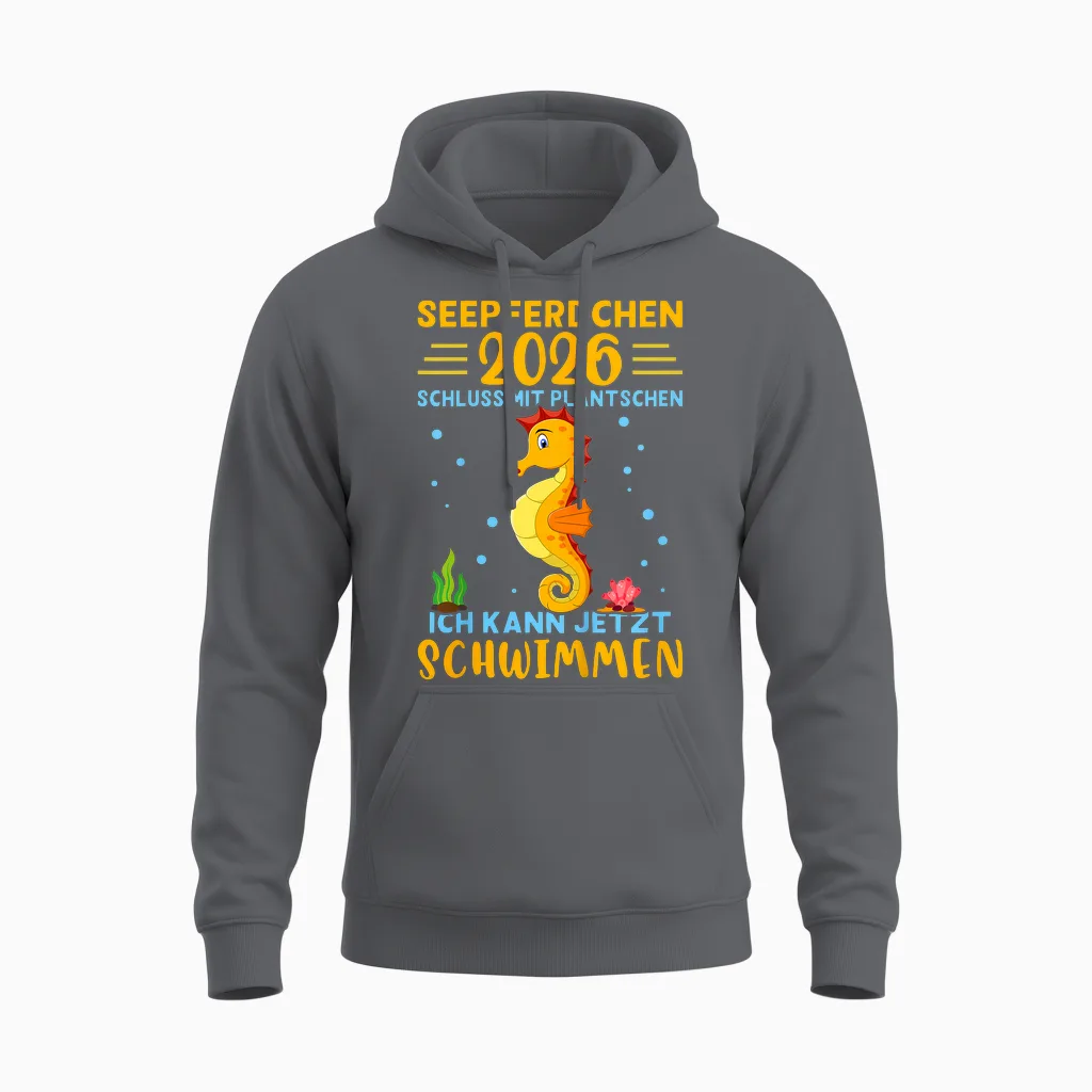 Seahorse 2026 Early Swimmer Badge Unisex Hoodie in Charcoal
