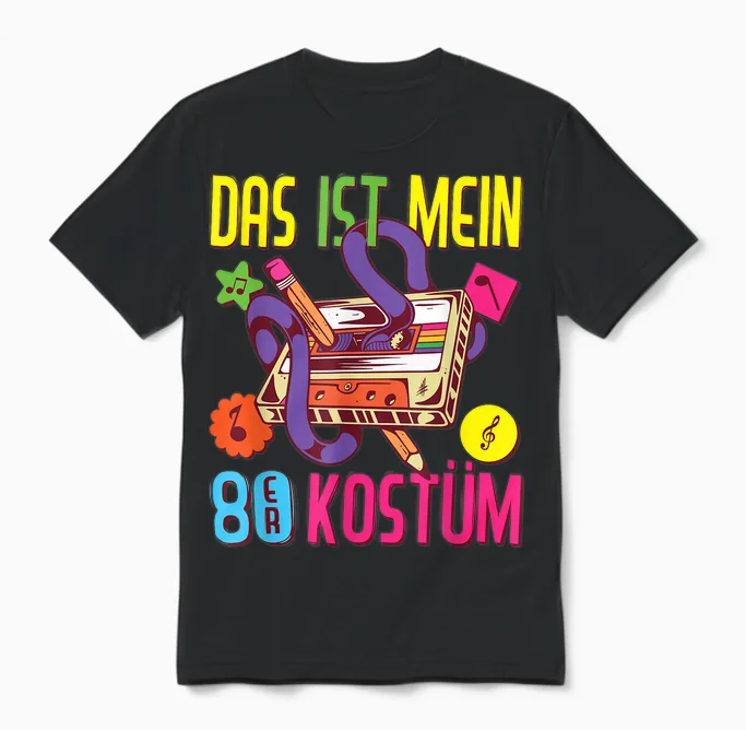 80er Jahre Outfit Damen Herren Das Ist Mein 80er Kostüm 1980 Unisex T-Shirt in Black