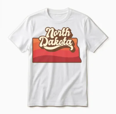 North Dakota Retro Unisex T-Shirt - White