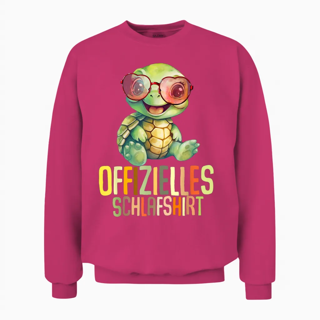 Schildkröte Offizielles Schlafshirt Schlafanzug Nachthemd Unisex Sweatshirt in Heliconia