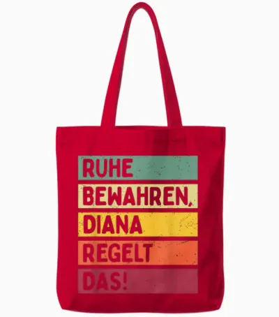 T-Shirt with German Text in Retro Colours [german Language], Black Tote Bags - Red