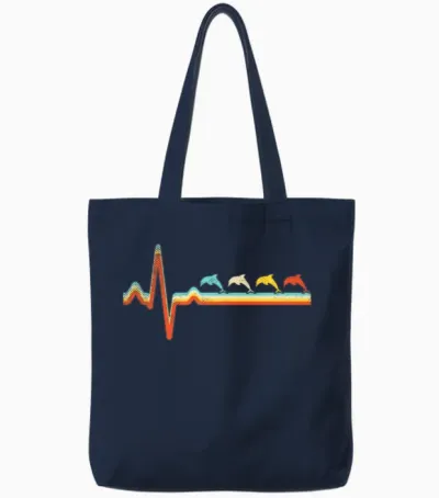 Dolphin Retro Tote Bags - Navy