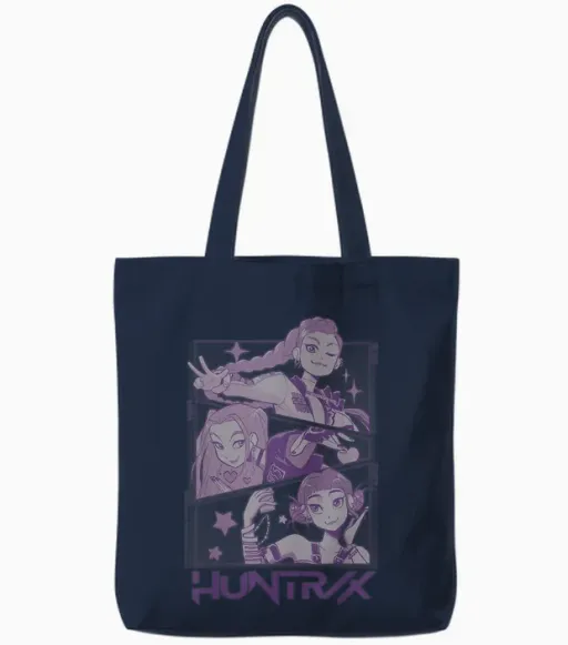 Kpop Demon Hunters Huntrix Huntr/x Manga Panels Trio Tote Bags - Navy