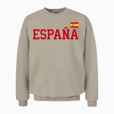 Spain T-Shirt for Women, Men, Children, Spanish Flag España T-Shirt, Black Unisex Sweatshirt - Sand