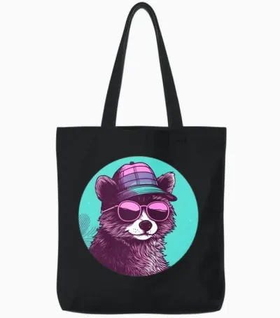 Retro Raccoon Lovers Vintage Tote Bags - Black
