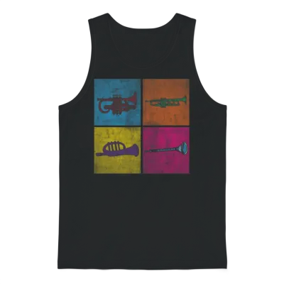 Retro Trumpets Vintage Trumpeter Unisex Tank Top - Black