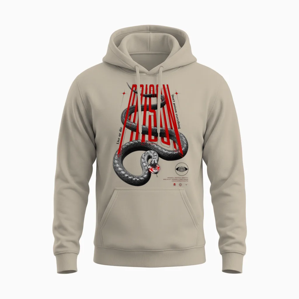 Poison Modern Streetwear Unisex Hoodie in Sand