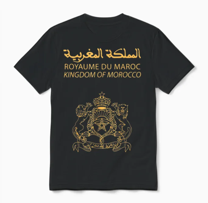 Morocco Passport Stamp Tee Logo Travel Amateur Clothing T-Shirt, Black, S Unisex T-Shirt in Black
