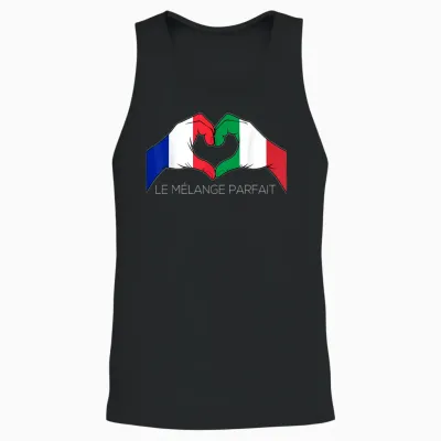 France and Italy French-Italian Le Mélange Parfait Coeur T-Shirt, Black, S Unisex Tank Top - Black