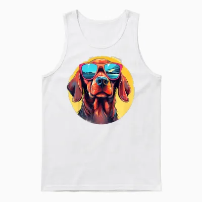 Kinder Cooler Hund Mit Sonnenbrille Unisex Tank Top - White