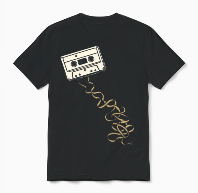 Retro Cassette Ribbon - Awareness Unisex T-Shirt - Black