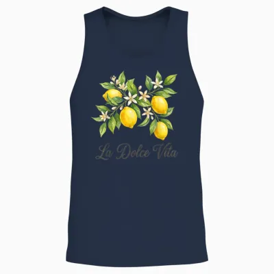 La Dolce Vita Lemon Italian Summer Limoncello Amalfi Coast Unisex Tank Top - Navy