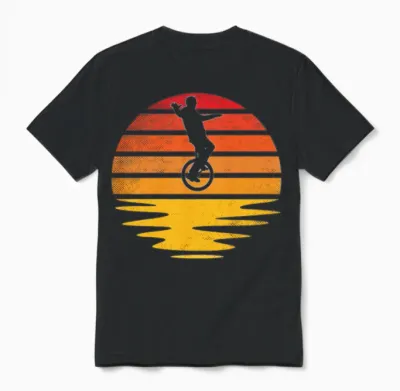Unicycle Retro Unisex T-Shirt - Black