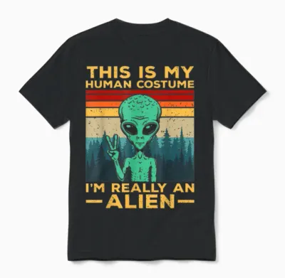 Alien Costume Alien This Is My Human Costume Alien T-Shirt, Black Unisex T-Shirt - Black