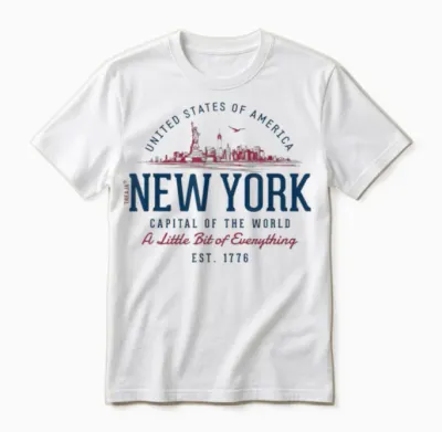 Vintage Look Retro Style United States New York T-Shirt, White Unisex T-Shirt - White