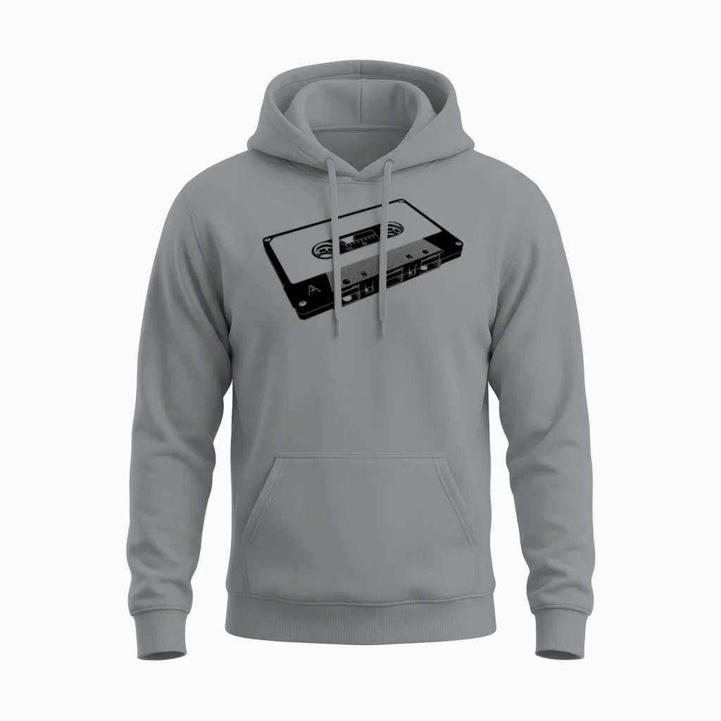 Tape Black Unisex Hoodie in Sport Grey