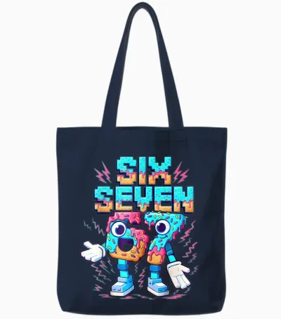 67 Six Seven 6-7 - Funny Italian Brainrot Ice Cream Drip Tote Bags - Navy