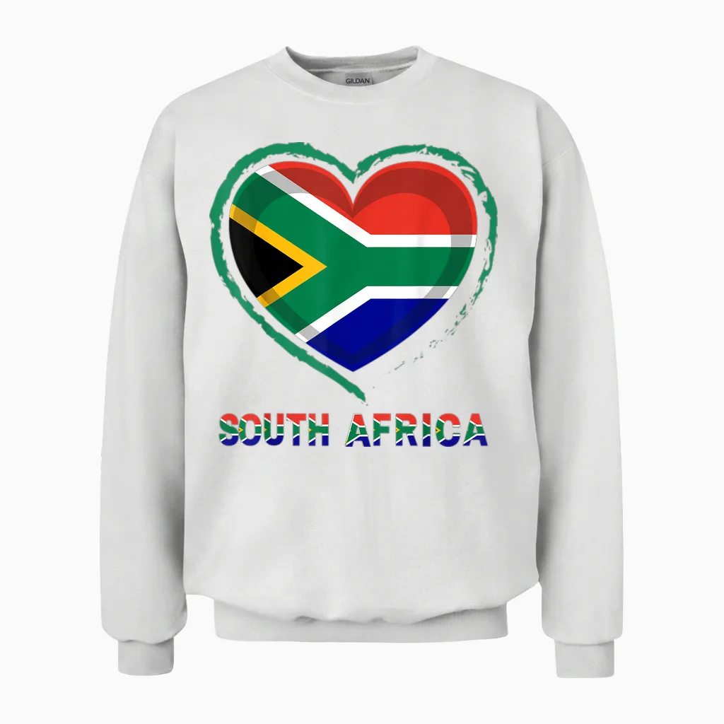 Drapeau Afrique Du Sud CΕur Rustique Pride Art Graphic Unisex Sweatshirt in White