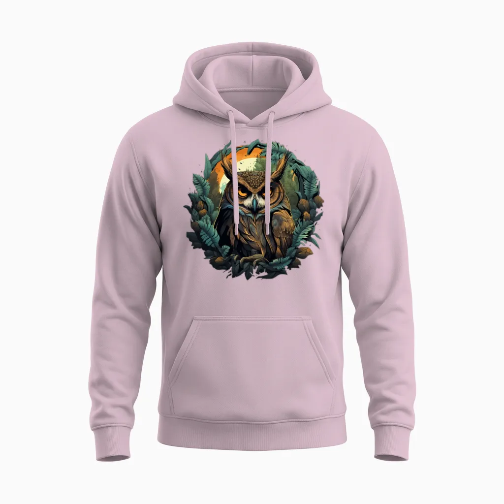 Owl Unisex Hoodie in Light Pink
