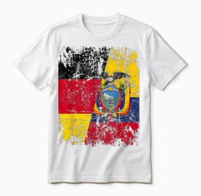 Ecuador Deutschland Flagge | Damen Herren Kinder | Ecuador Unisex T-Shirt - White