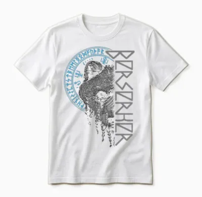 Berserker Bear Warrior Odin Runes Nordic Compass Viking T-Shirt, Black Unisex T-Shirt - White