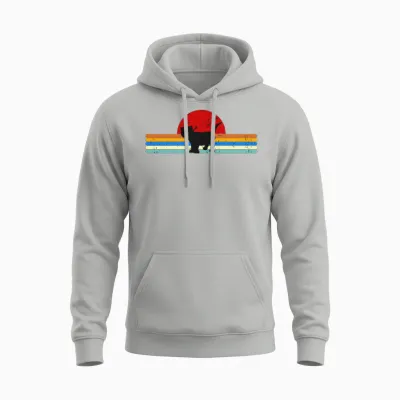 Cat Vintage Retro Sunset Unisex Hoodie - Ash