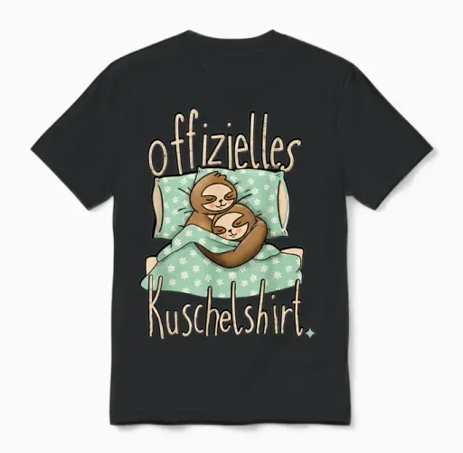 Official Cuddly Shirt Sleep Shirt Sloth Sleeping Unisex T-Shirt in Black