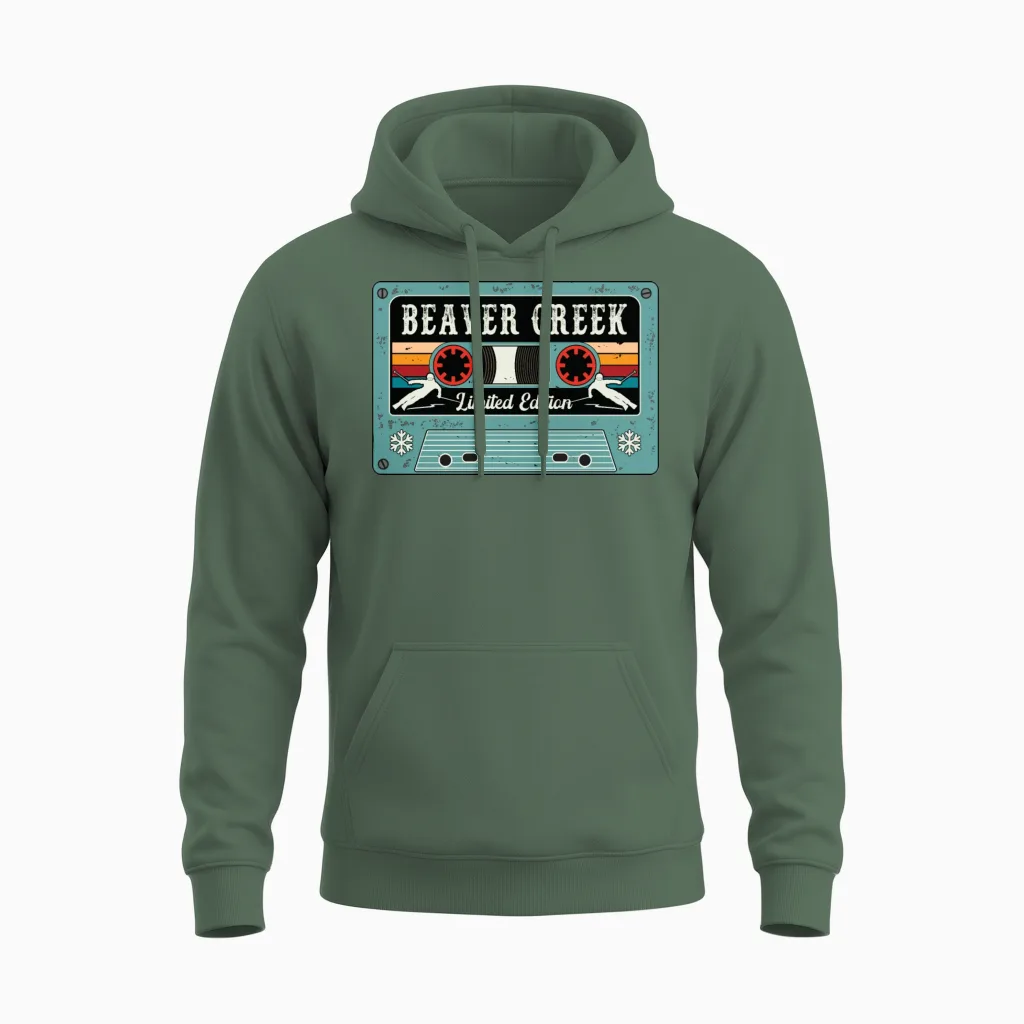 Vintage Beaver Creek Mountain Ski Unisex Hoodie in Military Green