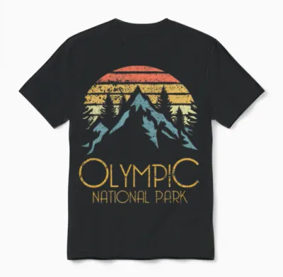 Olympic National Park Washington Mountains Unisex T-Shirt - Black