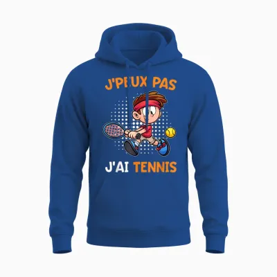 J'peux Pas J'ai Tennis Player Tennis | Kids Boy T-Shirt, Black, S Unisex Hoodie - Royal