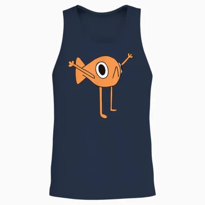 Funny Fish Steve Meme T-Shirt, Black, S Unisex Tank Top - Navy