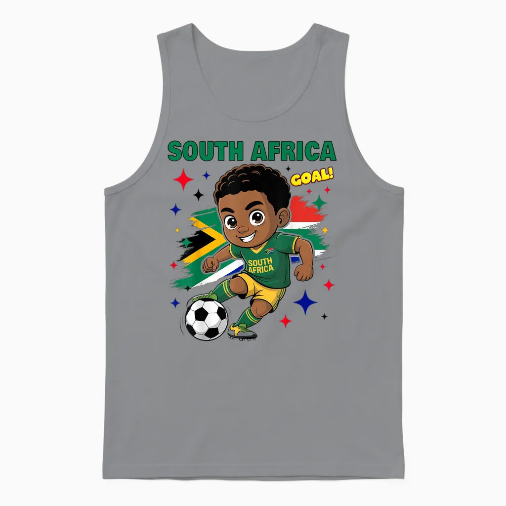 Südafrika Kid Goal Cartoon Südafrika Flagge Für Kinder Unisex Tank Top in Sport Grey