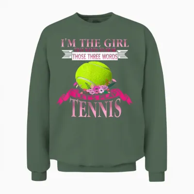 Citation Humour Tennis Fille Sport Amusant Chic Unisex Sweatshirt - Military Green