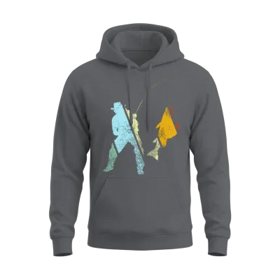 Fishing Retro Unisex Hoodie - Charcoal