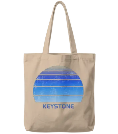 Retro Keystone Colorado Sunset Outdoors Fan Ski Tote Bags - Natural