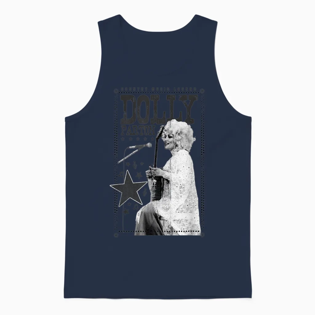 Dolly Parton Country Music Legend Unisex Tank Top in Navy