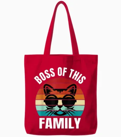 Boss of This Family Retro-Katze Tote Bags - Red