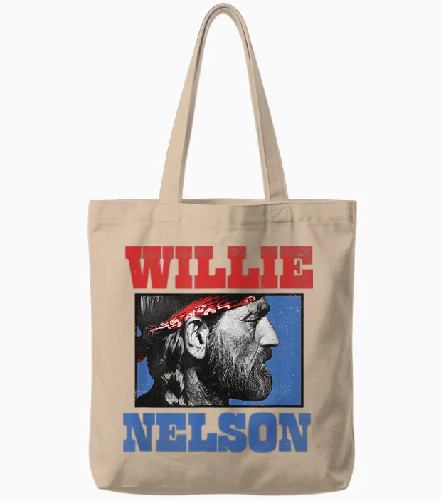 Official Willie Nelson Bandana Tote Bags in Natural