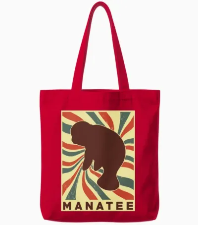 Manatee Retro Vintage Tote Bags - Red