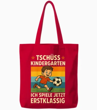 Kinder Einschulung Junge Fußball Schulkind Kindergartenabgänger Tote Bags - Red