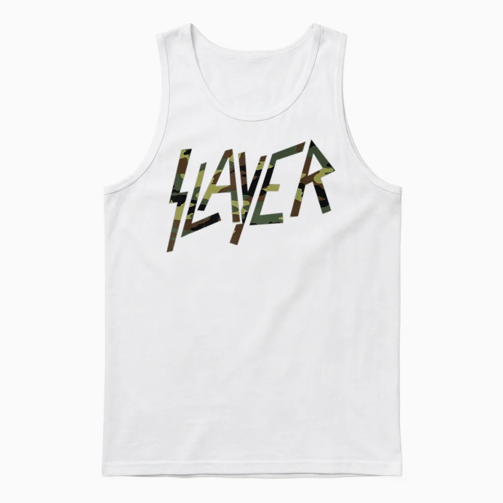 Slayer Camo Logo Unisex Tank Top in White